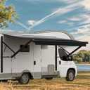 VEVOR Motorized RV Awning Complete Kit, 16' Retractable Awning with Aluminum Alloy Frame, Outdoor Trailer Awning, Fit for Most RVs(Black Fade) (16' (fabric 15'2"))