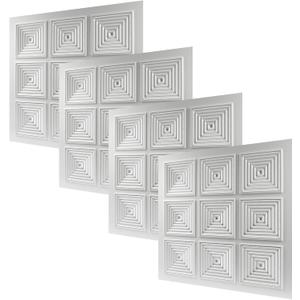 Vent Systems 24" x 24" Inch White Square Ceiling Diffuser Plate 4 Pack Highly Durable Plastic 9-Piece Louvered Grid Vent Cover - Air Deflector for Supply and Exhaust - Fits Drop Ceilings