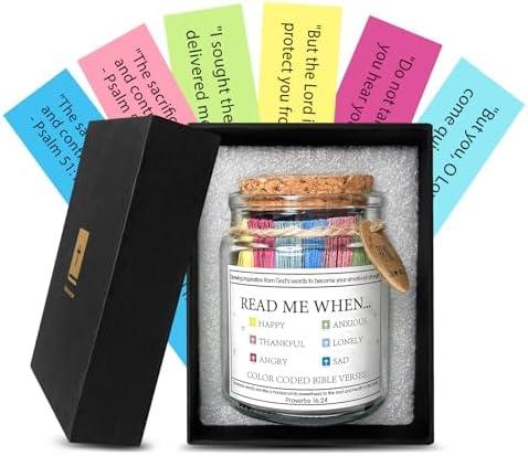 Bible Verse Jar, Read Me When Bible Verses Prayer Jar with Scriptures for Spiritual Encouragement - Inspirational Christian Religious Gifts for Women Men Birthdays Father's Day Gift