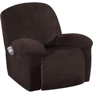 H.VERSAILTEX Velvet Recliner Chair Covers 1-Piece for Reclining Chair, Recliner Cover Feature Thick Luxury and Soft Fabric with Elastic Bottom, Anti-Slip Foams Attached (Brown,X-Large)