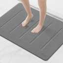 Yolife Stone Bath Mat Large, 32" x 20" Diatomaceous Earth Bath Mat for Bathroom, Super Absorbent Quick Drying Bathroom Stone Mat, Non-Slip Diatomite Shower Mat, Easy to Clean, Dark Grey