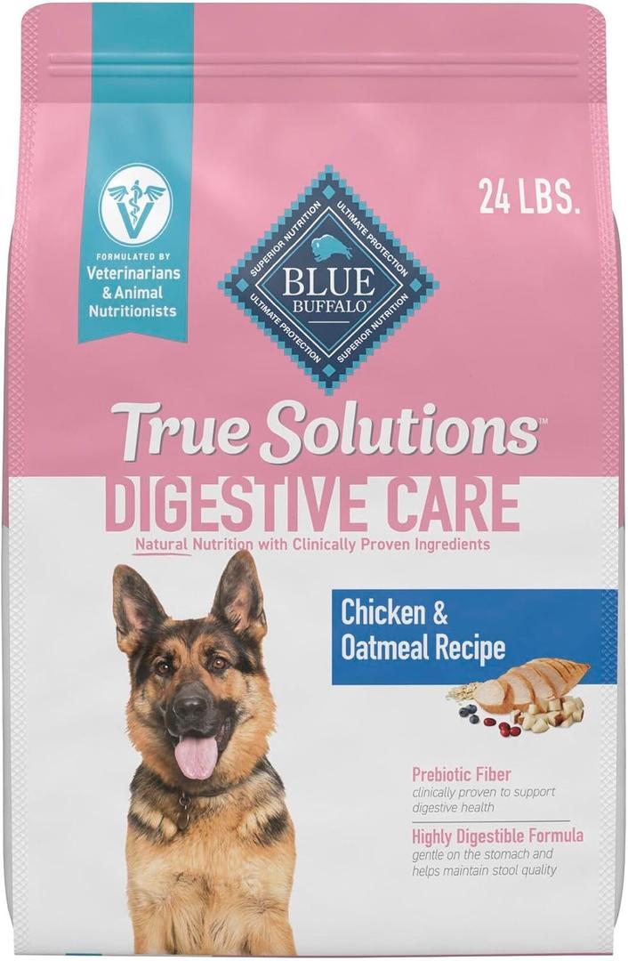 Blue Buffalo True Solutions Digestive Care Natural Dry Dog Food for Adult Dogs, Chicken, 24-lb. Bag (24 Pound (Pack of 1)) Best By 04/07/2027