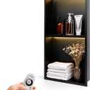 12" X 24" Stainless Steel Shower Niche, LED Shower Niche No Tile Needed with 3000K LED Warm Light Recessed Shower Wall Shelf for Bathroom Storage, with Remote Control, Matte Black