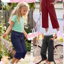 3 Pack Girls' Capri School Pants | Straight Leg, Athletic, Casual, Cropped Sweatpants, with Pockets, Summer, Loose, Back to School, Joggers, for Girls 5-14Y