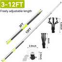 20FT Light Bulb Changer for High Ceilings with 4-12FT Telescopic Extension Pole 2 Plastic Baskets and Suction Cup for Recessed Lights, Light Bulb Removal Tool
