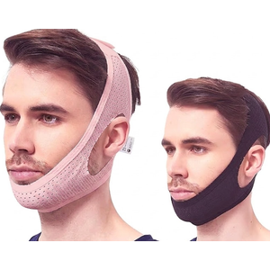 Chin Strap for Cpap Users, Black & Pink Comfortable Mesh Anti Snoring Chin Straps for Men Women, Upgraded Adjustable Cpap Chin Strap to Keep Mouth Closed While Sleeping(2 Pack)