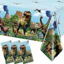 Tiamon 3 Pcs Dinosaur Tablecloth Dinosaur Party Table Covers Plastic Tablecloth for Kids Adults Birthday Party Picnic Supplies 54 x 108 Inch (Blue)
