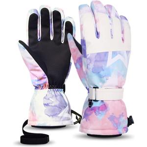 Winter Gloves Men Women Warm Waterproof Ski 5 Layer Touch Screen Snow Gloves for Cold Weather (Medium, Purple)