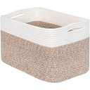 MINTWOOD Design Storage Basket for Shelves, Decorative Baskets for Organizing, Book Basket, Storage Cube Bin Box, Woven Closet Organizer, Pantry Closet and Shoe Basket, Light Brown, Set of 3, 15"x10"x10"