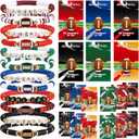 Quelay 24 Set Game Day Football Bracelets Gifts Stackable Clay Beaded Stretch Bracelets Jewelry Adjustable Friendship with Gift Cards for Football Fans Player Coaches Sports Team Party Favor