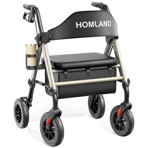 HOMLAND Foldable Rollator Walkers for Seniors with Seat, 17 lb Lightweight