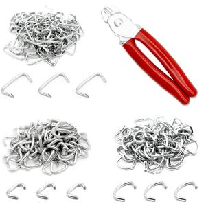 270 Pcs of 3 Sizes Galvanized Hog Rings Assortment Kit and One Piece Professional Pliers Widely for Bungee Animal Pet Cages Bagging Meat and Sausage Casing Fencing Furniture Upholstery
