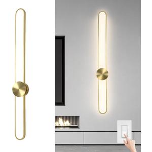 JAYMP Modern Wall Sconce 4000K Dimmable LED Wall Light Fixture, Hardwired Wall Lamp for Living Room, Dining Room, Bedroom, Hallway, Lobby, Entryway, 1 Pack (Brushed Gold, H110cm/43.3inch)