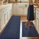 hicorfe Kitchen Runner Rugs Set of 2,Non Slip Absorbent Kitchen Mats for Floor,Stain Resistant Washable Kitchen Rugs Carpet for Hallways,Entryway,Laundry Room,Sink(17"x29"+17"x59",Blue,Roll Package)