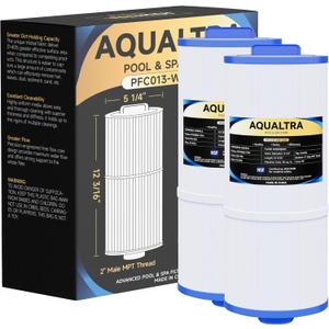 AQUALTRA Spa Filter Compatible with 5CH-352, PPM35SC-F2M, Marquis Spa 20042, 20092, FC-0196, 35 sq.ft. 5 1/4" x 12 3/16” Screw in Hot Tub Filter (2" Male MPT Thread) 2 Pack
