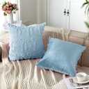 Mixweer Blue Bow Throw Pillow Covers 18x18 Set of 2 Coquette Decorative Pillow Covers Soft Plush Faux Wool Aesthetic Pillowcases Preppy Room Decor for Bed Sofa Couch Living Room