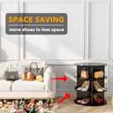 SpaceAid 3 Tier Rotating Shoe Rack Tower, Spinning Shoe Display Lazy Susan, Revolving 360 Shoe Rack Storage Round Carousel, Vertical Handbag Rotate Shoes Closet Organization (3-Tier Black)