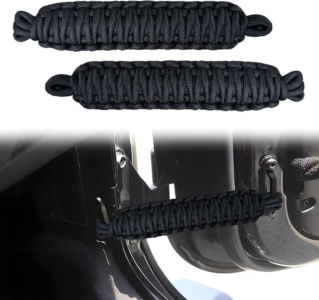 Heavy-Duty Door Limiting Straps for 1987-2024 Jeep Wrangler & Gladiator - Fit for YJ TJ JK JL 2/4 Door Models - Interior Swing Door Check Strap, Black