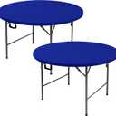 Fitted Round Table Covers 48 Inch-2 Pack Royal Blue Elastic Spandex Table Cloth-Small Stretch Folding Circle Tablecloths Topper Cap for Kitchen Dining Commercial Party Picnic Event Banque