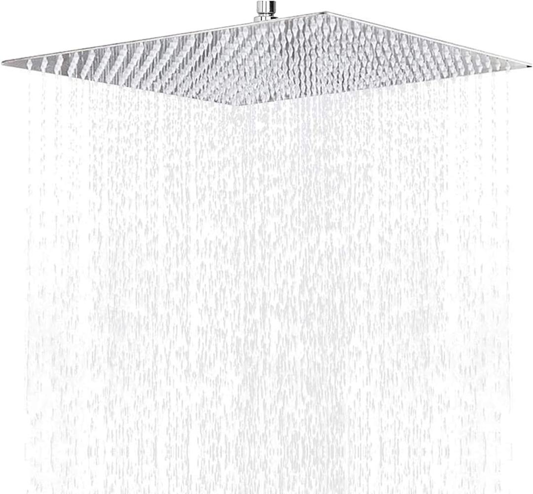 NearMoon Rain Shower Head, High Flow Stainless Steel Square Rainfall Shower, Waterfall Bath Shower Body Covering, Ceiling or Wall Mount (16 Inch, Chrome Finish)