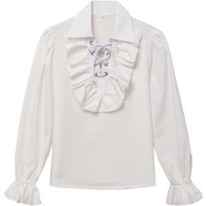 GRACEART Boys Medieval Pirate Shirt Renaissance Colonial Shirt for Kids white, 12 Years (02#beige)