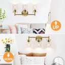 Indoi Bathroom Light Fixtures, 3-Light Brass Vanity Light, Black Bathroom Lights Over Mirror with Clear Glass Shade, Wall Sconces for Mirror Bedroom Living Room Hallway