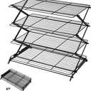 Geesta 2/3/4-Tier Upgraded Collapsible Cooling Rack with Adjustable 3 Setting Design Stackable Roasting Cooking Drying Wire Cooling Rack for Cookies Baking Gifts for Women