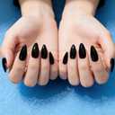 Black Press on Nails Almond with Nail Tabs,120pcs Medium Almond Press on Nails,12 Sizes Glossy Black Medium Fake Nails,Full Cover Acrylic Nails Press ons for Women