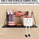 Fabric Wall Cubicle Shelf with Hooks for Work Decor, 11.8' Wooden Cubicle Organizer Storage Shelf with Hangers Cubicle Accessories for Women Men Desk, 2 Pack Black