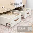 StorageWorks Under Bed Storage with Wheels, 10'' Underbed Storage Containers with Lid, 90L Clothes Organizer for Blankets, Sweaters, Bedding, 2-Pack, Beige