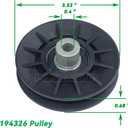 2 Pack 532194326 V-groove Idler Pulley with 532194327 Flat Idler Pulley Replaces 194327 Idler Pulley Craftsman 194326 for Husqvarna YTH2348 LGT2654 YTH20K46 YTH21K46 YTH1542XP GT52XLS Tractor
