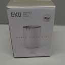EKO Mini Desk Trash Can with Swing-Top Lid 0.4 Gallon Small Table Round Wastebasket for Office, Home, Car (Black)