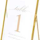 NCYP Small 5x7 Inches Place Card Holder, Glass Table Signs for Wedding, Rectangle Gold Display Brass Frame for Pressed Dried Flowers, Photo, Centerpiece (Glass Frame Only)