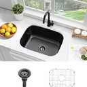 23 Inch Black Undermount Bar Sink,Wet Bar Prep Outdoor Sink
23x18 Black Stainless Steel Undermount Kitchen Sink 16 Gauge Single Bowl Kitchen Sink with Dish Grid, Large Corner