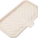 Silicone Bathroom Soap Dishes with Drain Spout-Bathroom and Kitchen Sink Organizer,Sponge Holder,Dish Soap Tray,Perfect for Dispenser,Scrubber,Bottle,Cup on Sink or Counter-Tapioca 9.6"5.3"