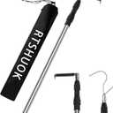 6.5 Ft Truck Cargo Grabber Reach Retriever Tool,Expandable Heavy Duty Stainless Steel Truck Telescoping Pull Pole with Two Hooks for Pickup Truck SUV Boat Accessories (Black)