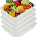 5 Pack Poly Wicker Bread Baskets 15.7x11.8x2.8 Inch, Restaurant-Grade Food Display Trays, Moisture-Resistant for Kitchen Storage/Tabletop Serving/Hotel Buffet (White)