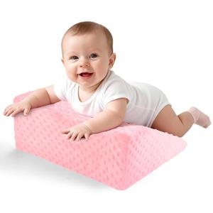 Nursing Reflux Prop for Infant,Baby Colic & Gas Relief,Memory Foam Nursery Support for Newborns Washable Removable Cover,Baby Tummy Time Prop for Neck and Shoulder Strength Growth (Pink)