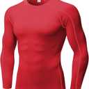 Men's Compression Shirts Long Sleeve Workout Baselayer Quick Dry Athletic T Shirts Sport Running Tops 1/2 Pack (Red)