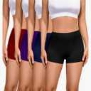 Cotton Boyshort Underwear for Women Cotton Boxer Briefs for Women Underwear Shorts 4 Pack(FQ) XL, Black/Navy/Dark Purple/Red