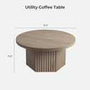 SICOTAS Round Coffee Table for Living Room Modern Fluted Coffee Table, 31.5"D x 31.5"W x 15.6"H