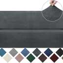 WEERRW Velvet Couch Cover for 3 Cushion Couch Covers - Stretch Sofa Slipcovers with Non Skid Foam and Elastic Bottom, Furniture Protector for Pets, Crafted from Soft Plush Fabric, Dark Grey, Large