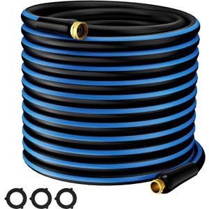 Heavy Duty Garden Hose 5/8" 75FT: Flexible Rubber Water Hose - Leakproof Hose Male to Female Fittings - Durable Hose for Yard, Lawn, Car Wash, Outdoor, Watering, Dark Blue