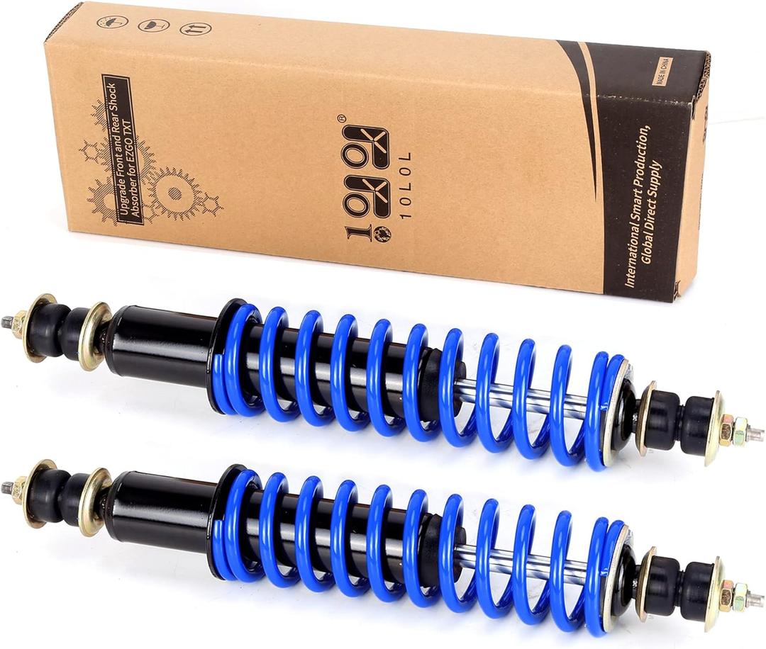 10L0L Golf Cart Front Rear Shock Absorber Set Coil Over Heavy Duty Shock Absorber Bolt Fits EZGO Medalist/TXT 1994+ Newer Gas or Electric, Replaces Part 70928-G01 76418-G01 (2 Pack) (Blue (without Extension Rod))