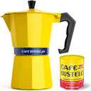 LORD'S ROCKS Caf Bustelo Stovetop Espresso Maker 300 ml Cup Moka Pot Coffee Percolator, Durable Aluminum with Heat-Resistant Handle, Bold Yellow Design Authentic Caf-Style Coffee at Home