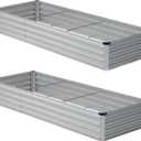 zunatu 10x2x1ft(2 Pack) Galvanized Raised Garden Bed,Outdoor Planter Boxes Metal Patio Kit Planting Bed for Vegetables Flowers,Silver