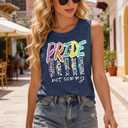 Pride Shirts for Women Pride Month Rainbow Graphic T-Shirt Pride Tank Top LGBTQ Equality Shirts (Blue, XXL)
