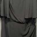 R&M Richards Women's Elegant Chiffon Dress W/Capelet Sleeves & Side Waist Accent | Formal Knee-Length Cocktail Party Style Black, (20W)