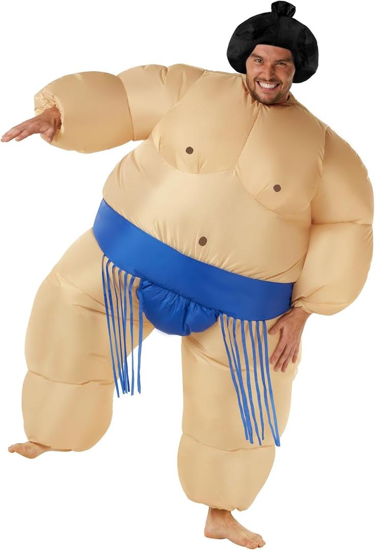 Morph Sumo Wrestling Suits For Adults, Sumo Wrestler Costume, Inflatable Halloween Costume Adult, Funny Costumes for Adults (One Size, Blue)