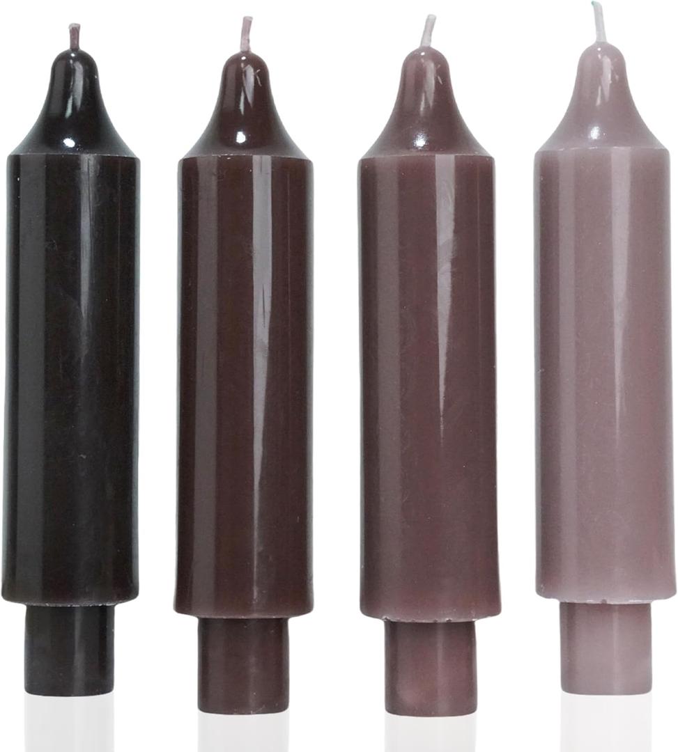 Brown Short Taper Candle Stick Dripless Dinner Candle for Wedding Party Decoration Home Dinner,6.5inch,4 Pack,Gradient Brown